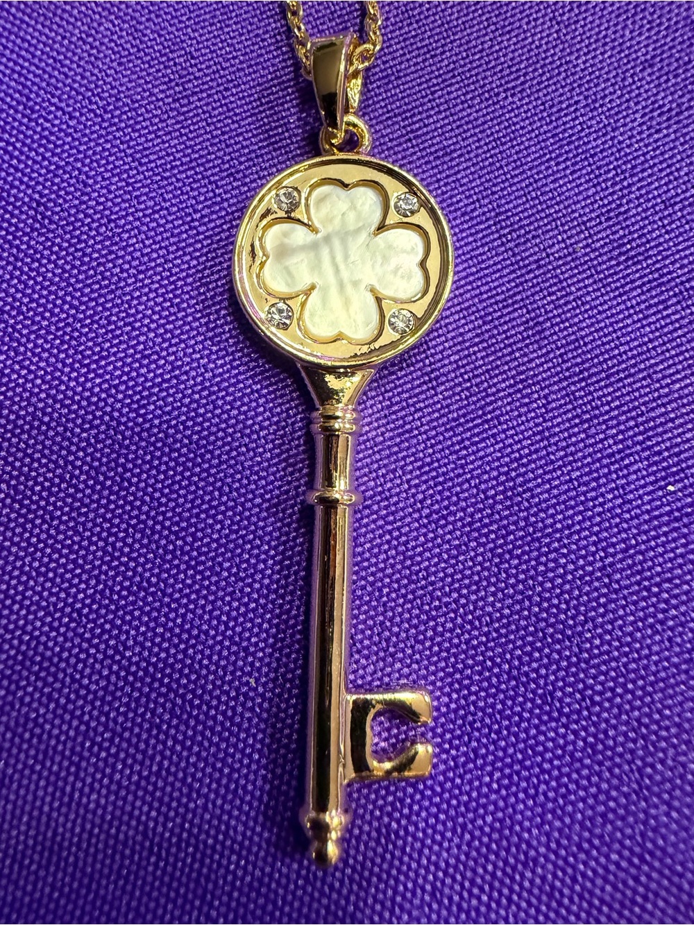 Park Lane Four Leaf Clover Key Necklace Gold Tone NWT Retired